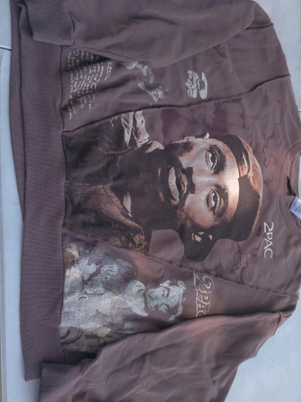 2Pac Graphic Crewneck Sweater in Brown Mens Xl
